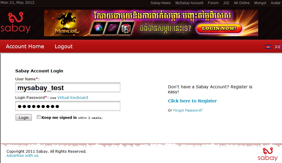 login mysabay account
